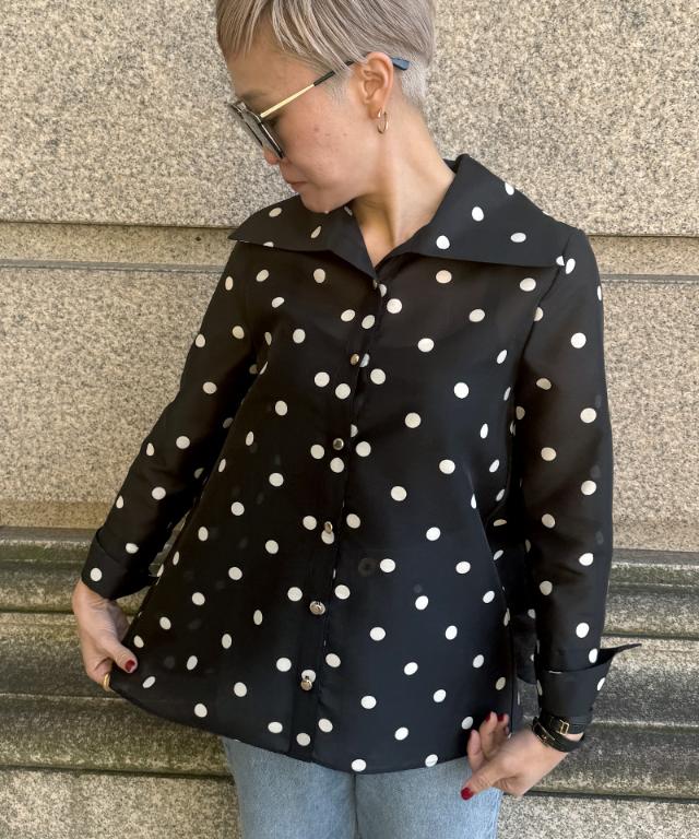 日本製ラグジュアリードットブラウス（北陸生産生地）_sty26ss-bl37