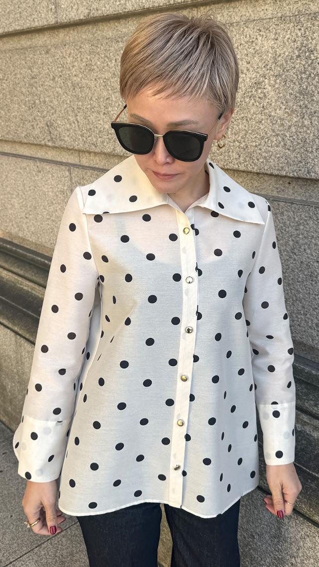 日本製ラグジュアリードットブラウス（北陸生産生地）