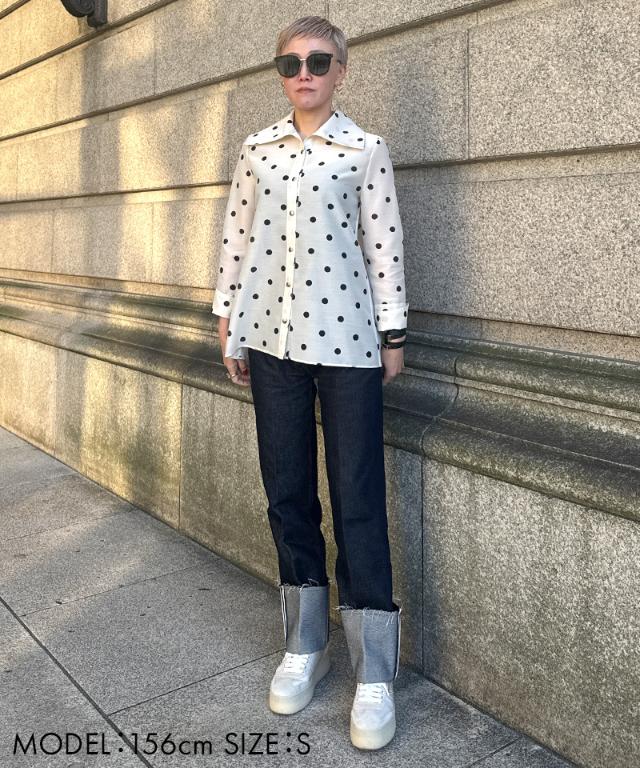 日本製ラグジュアリードットブラウス（北陸生産生地）_sty26ss-bl37