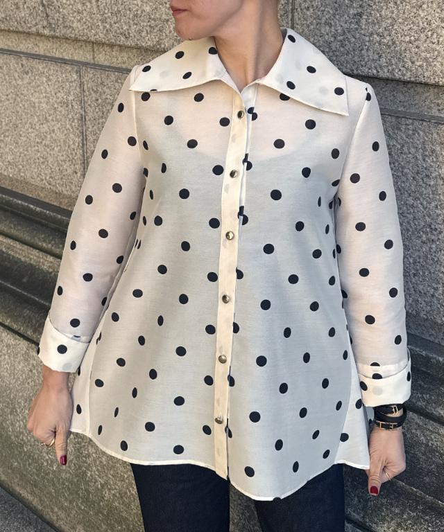 日本製ラグジュアリードットブラウス（北陸生産生地）_sty26ss-bl37