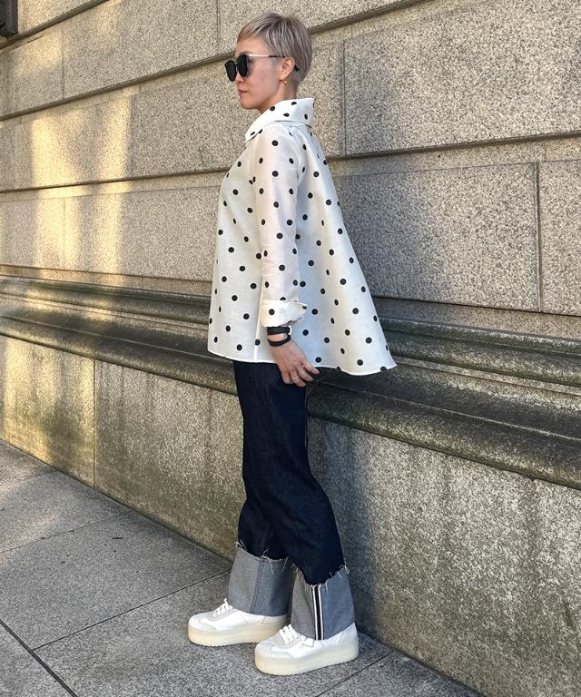 日本製ラグジュアリードットブラウス（北陸生産生地）_sty26ss-bl37