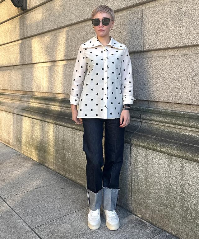 日本製ラグジュアリードットブラウス（北陸生産生地）_sty26ss-bl37