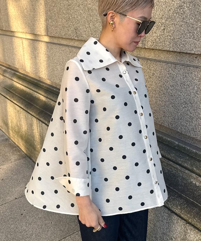 日本製ラグジュアリードットブラウス（北陸生産生地）_sty26ss-bl37