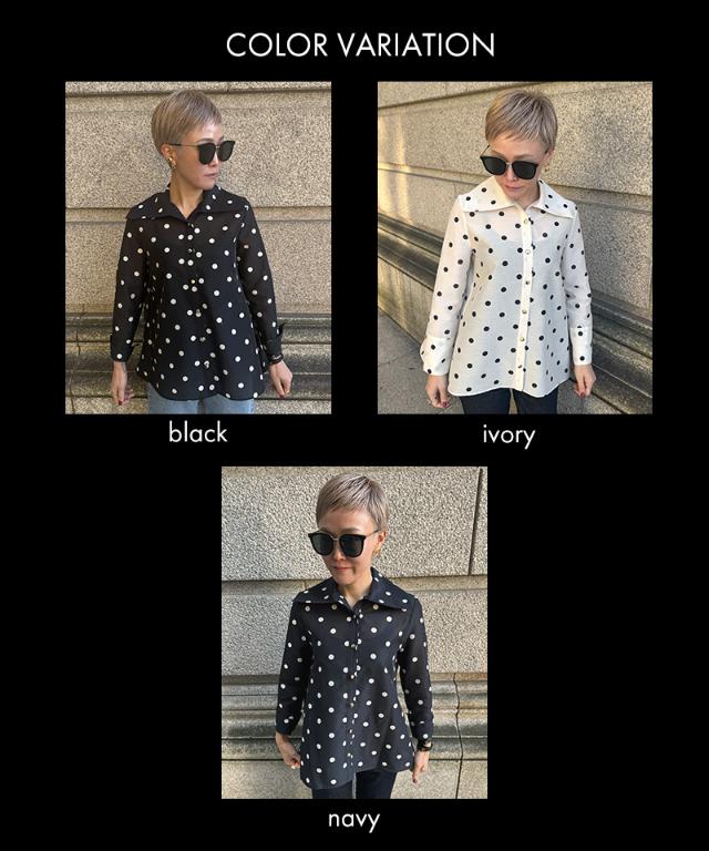 日本製ラグジュアリードットブラウス（北陸生産生地）_sty26ss-bl37