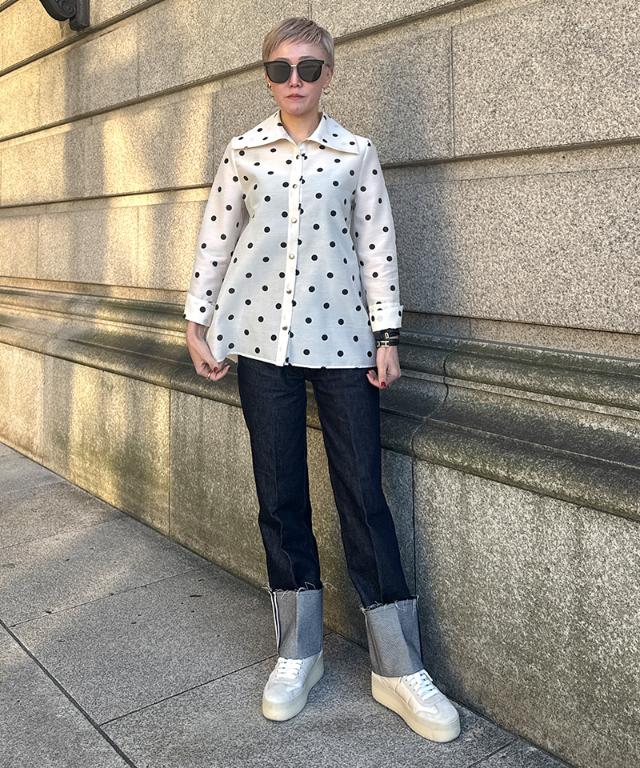 日本製ラグジュアリードットブラウス（北陸生産生地）_sty26ss-bl37