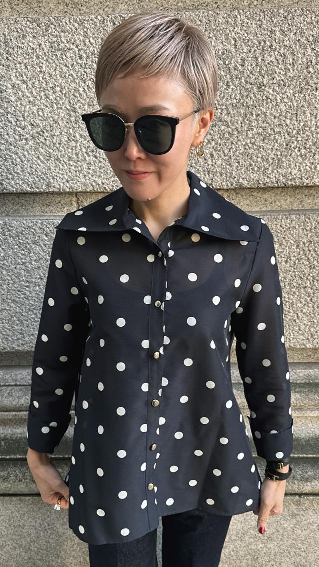 日本製ラグジュアリードットブラウス（北陸生産生地）