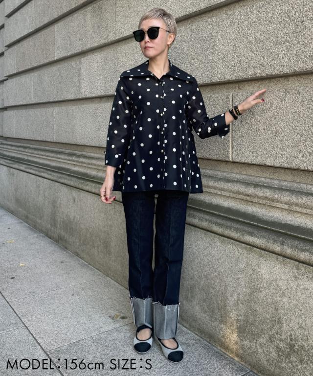 日本製ラグジュアリードットブラウス（北陸生産生地）_sty26ss-bl37