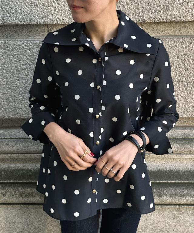 日本製ラグジュアリードットブラウス（北陸生産生地）_sty26ss-bl37