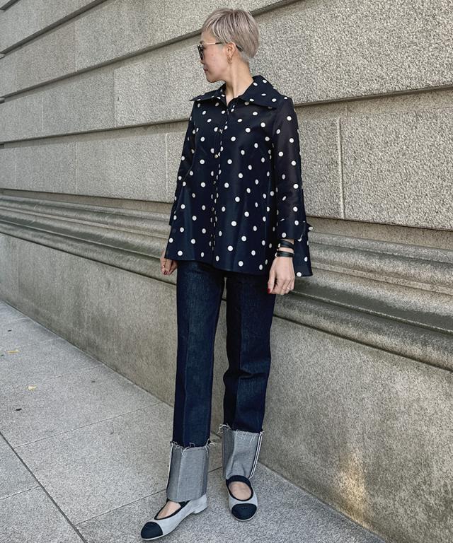 日本製ラグジュアリードットブラウス（北陸生産生地）_sty26ss-bl37