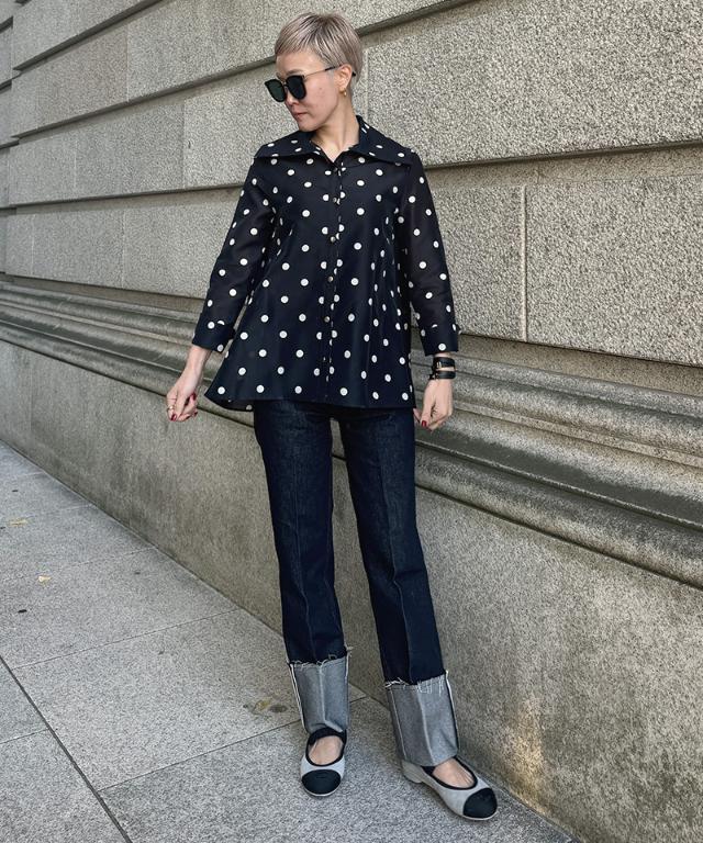 日本製ラグジュアリードットブラウス（北陸生産生地）_sty26ss-bl37