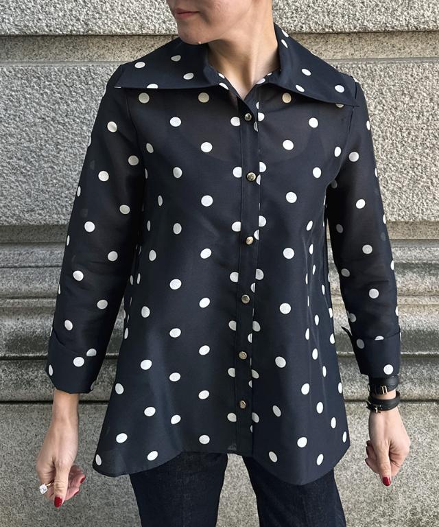 日本製ラグジュアリードットブラウス（北陸生産生地）_sty26ss-bl37