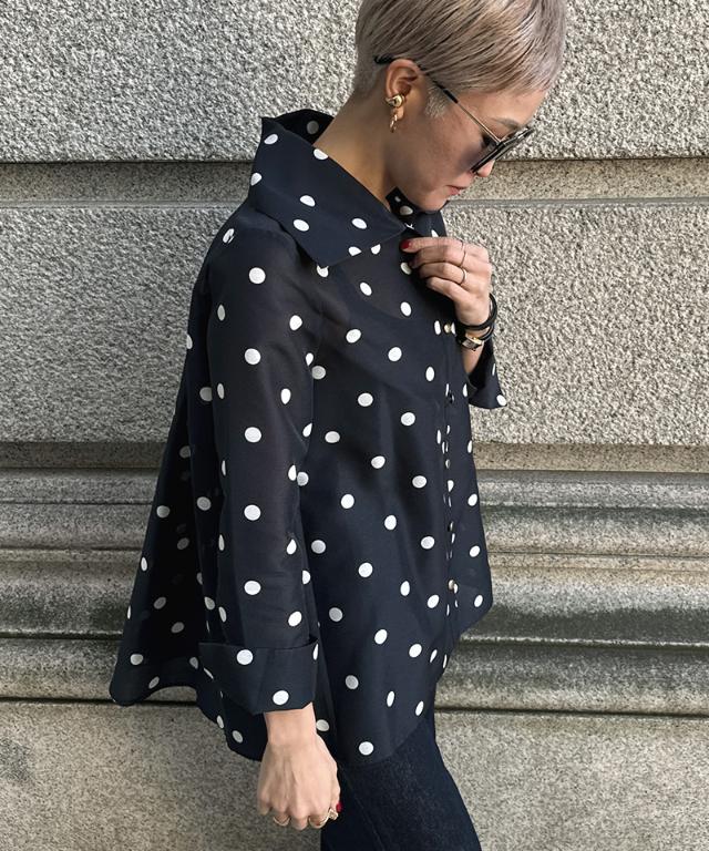 日本製ラグジュアリードットブラウス（北陸生産生地）_sty26ss-bl37