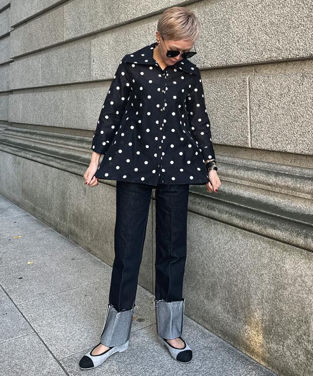 日本製ラグジュアリードットブラウス（北陸生産生地）_sty26ss-bl37