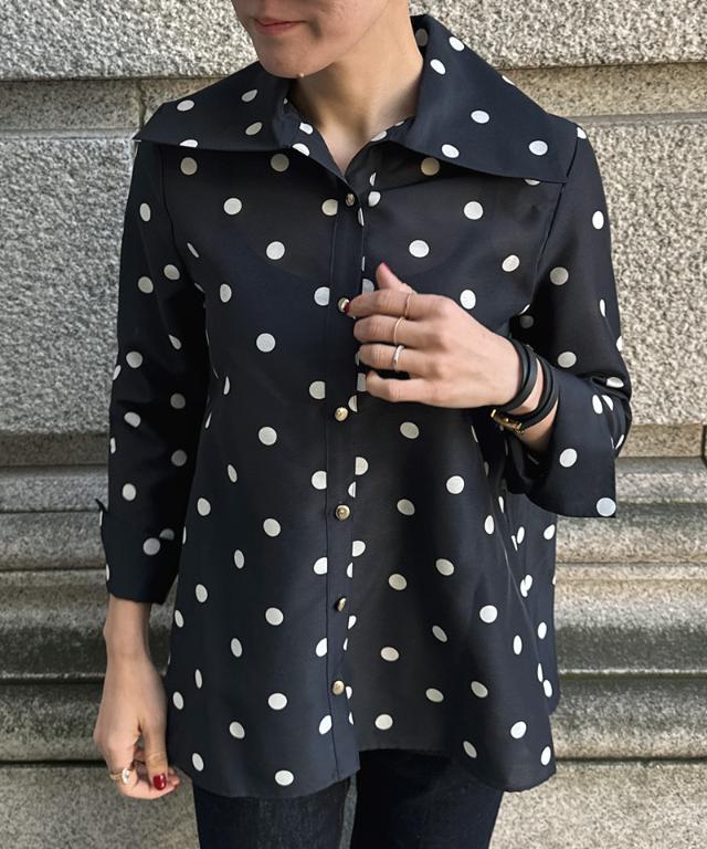 日本製ラグジュアリードットブラウス（北陸生産生地）_sty26ss-bl37