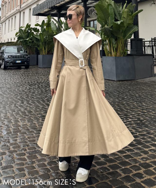 ２wayバイカラーフレアトレンチ（花粉防止・撥水）_sty26ss-co02