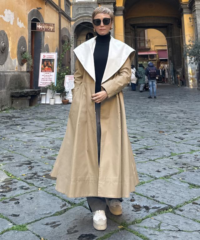 ２wayバイカラーフレアトレンチ（花粉防止・撥水）_sty26ss-co02