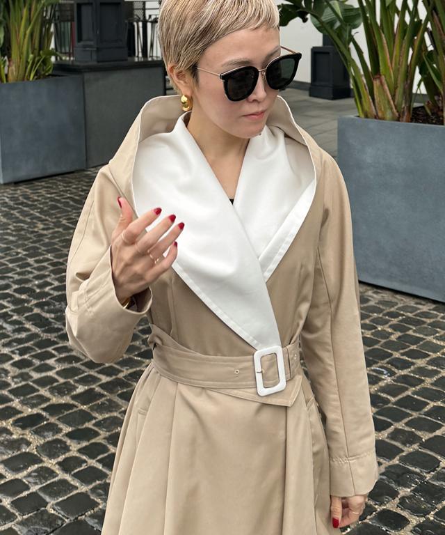 ２wayバイカラーフレアトレンチ（花粉防止・撥水）_sty26ss-co02