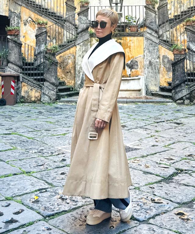 ２wayバイカラーフレアトレンチ（花粉防止・撥水）_sty26ss-co02