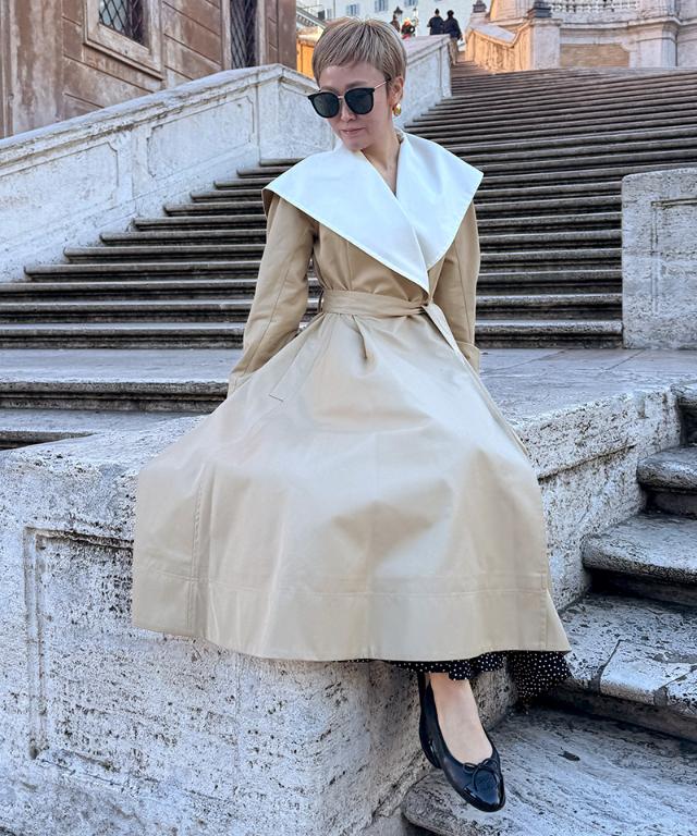 ２wayバイカラーフレアトレンチ（花粉防止・撥水）_sty26ss-co02