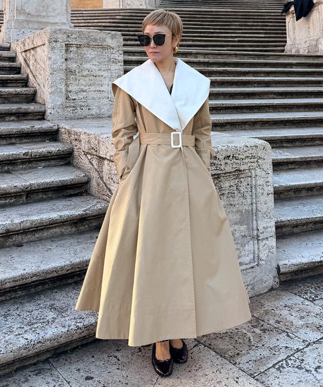 2wayバイカラーフレアトレンチ（花粉防止・撥水）｜JENNE(ジェンヌ