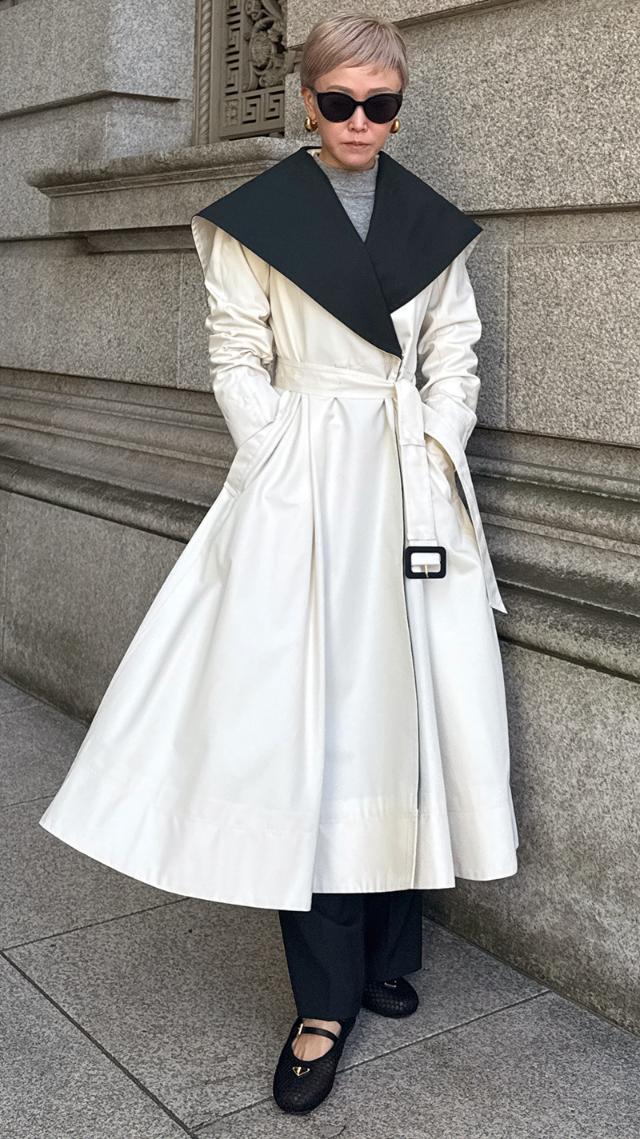 ２wayバイカラーフレアトレンチ（花粉防止・撥水）