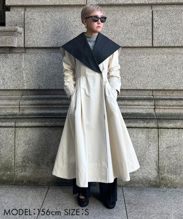 ２wayバイカラーフレアトレンチ（花粉防止・撥水）_sty26ss-co02