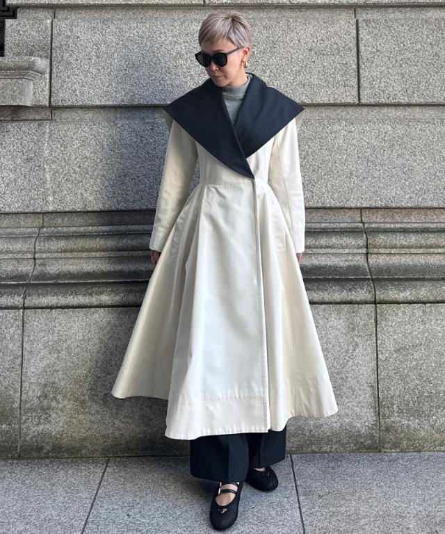２wayバイカラーフレアトレンチ（花粉防止・撥水）_sty26ss-co02