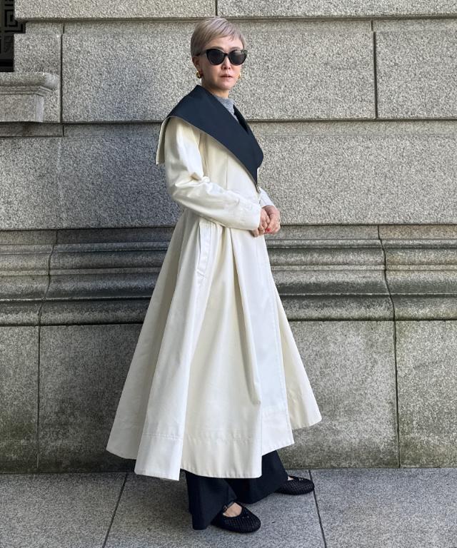 ２wayバイカラーフレアトレンチ（花粉防止・撥水）_sty26ss-co02