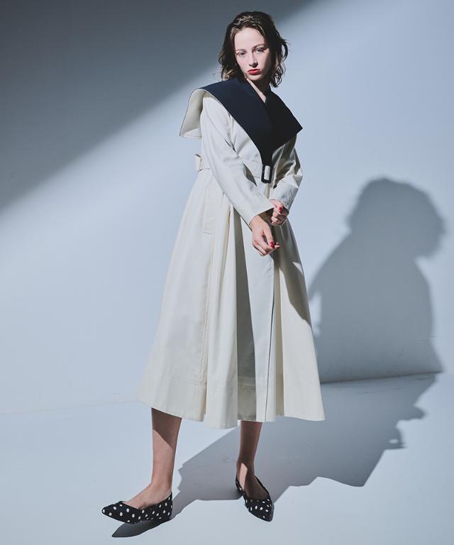 ２wayバイカラーフレアトレンチ（花粉防止・撥水）_sty26ss-co02