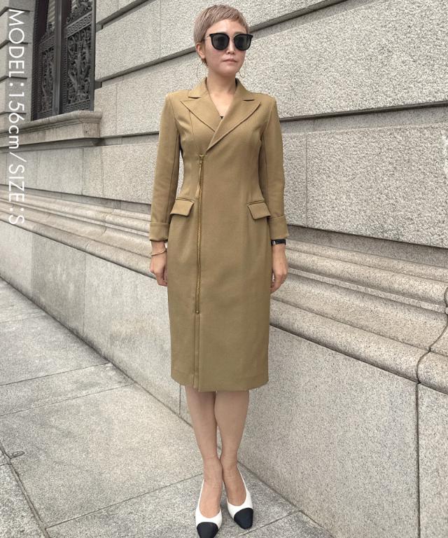 ZIPジャケット風ワンピース（防シワ生地）_sty26ss-op16