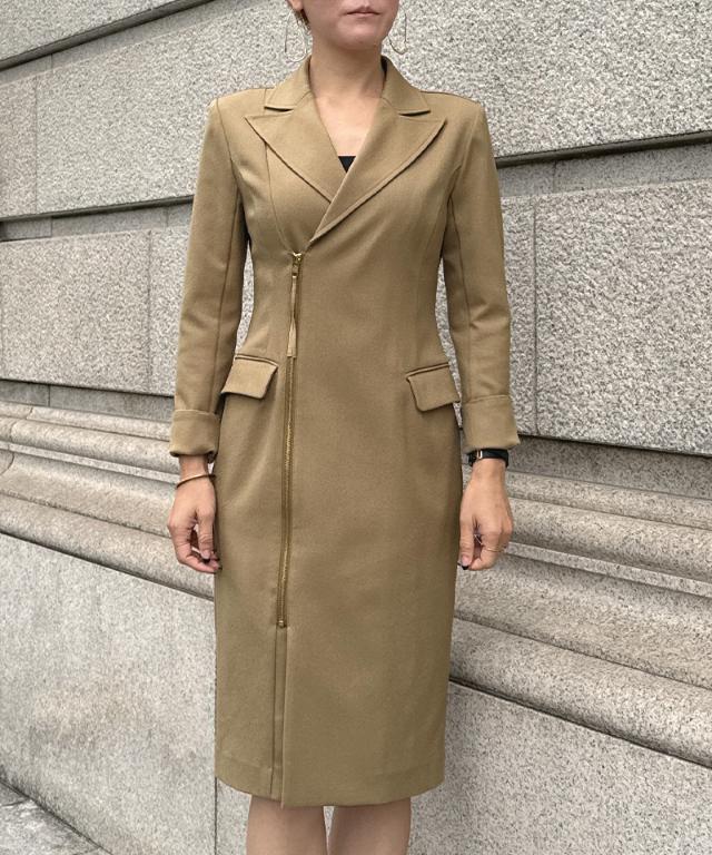 ZIPジャケット風ワンピース（防シワ生地）_sty26ss-op16