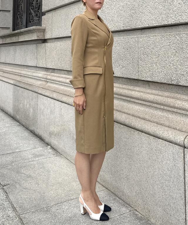 ZIPジャケット風ワンピース（防シワ生地）_sty26ss-op16