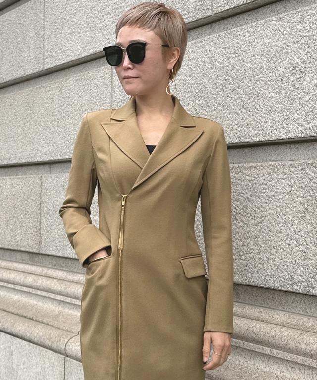 ZIPジャケット風ワンピース（防シワ生地）_sty26ss-op16