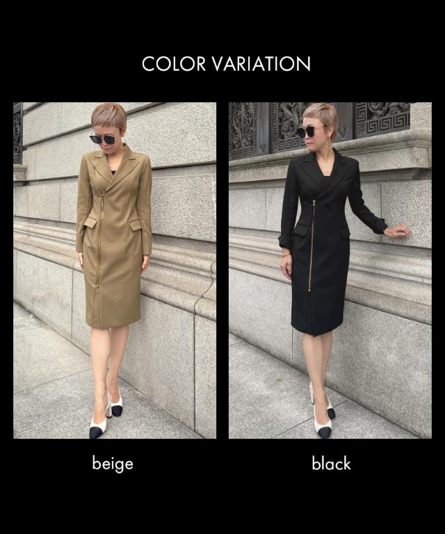 ZIPジャケット風ワンピース（防シワ生地）_sty26ss-op16