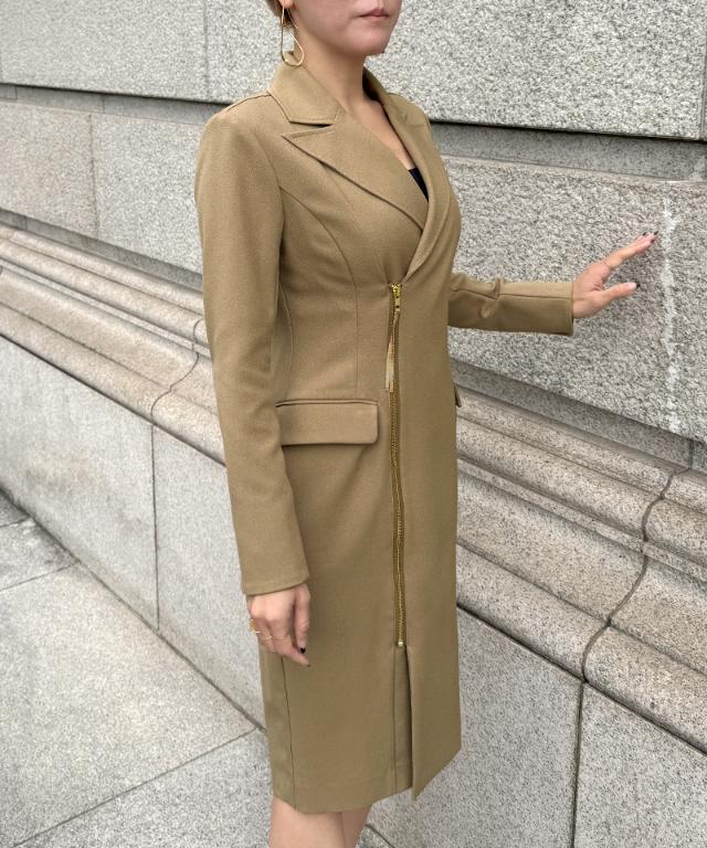 ZIPジャケット風ワンピース（防シワ生地）_sty26ss-op16