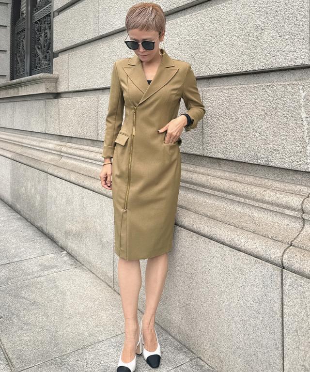 ZIPジャケット風ワンピース（防シワ生地）_sty26ss-op16