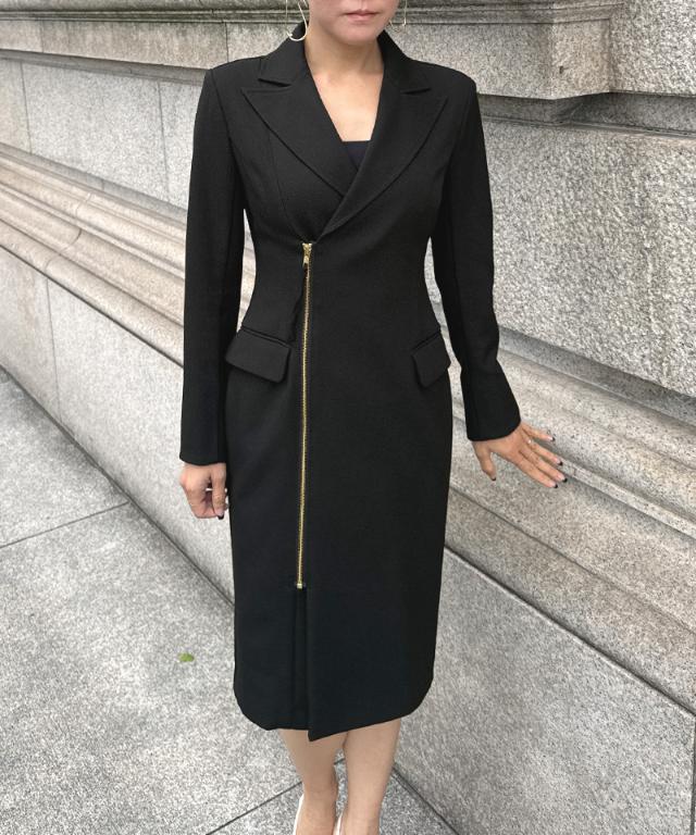 ZIPジャケット風ワンピース（防シワ生地）_sty26ss-op16