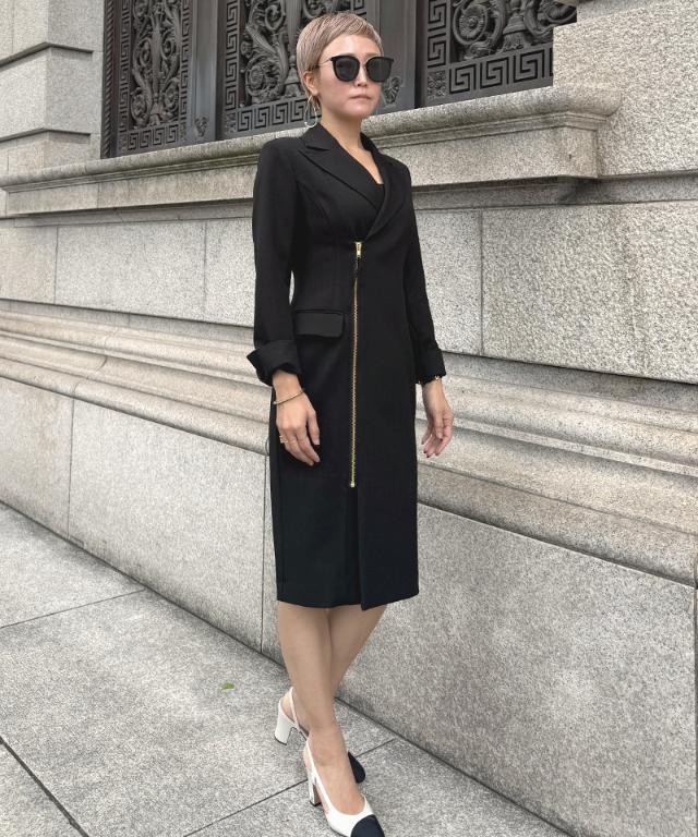 ZIPジャケット風ワンピース（防シワ生地）_sty26ss-op16