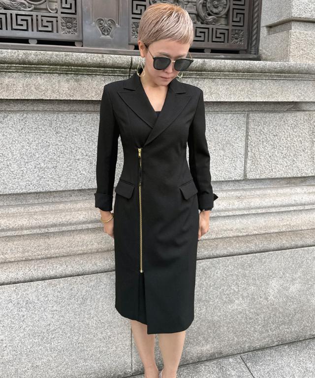 ZIPジャケット風ワンピース（防シワ生地）_sty26ss-op16