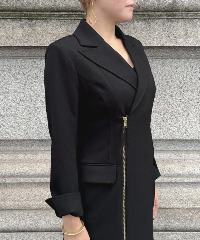 ZIPジャケット風ワンピース（防シワ生地）_sty26ss-op16