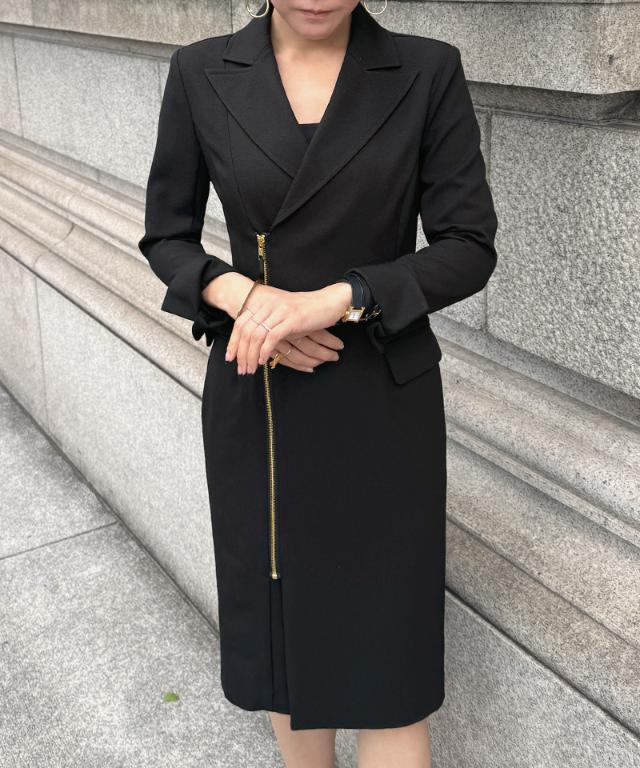 ZIPジャケット風ワンピース（防シワ生地）_sty26ss-op16