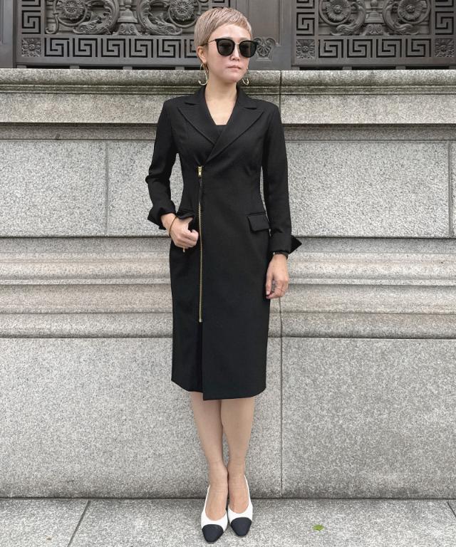 ZIPジャケット風ワンピース（防シワ生地）_sty26ss-op16