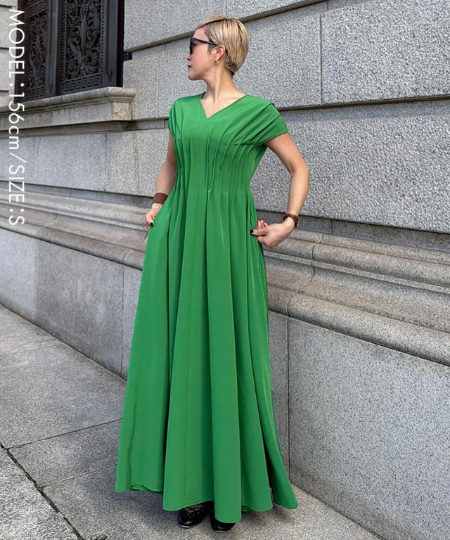 タック立体ドレスワンピ(防シワ・接触冷感・eco素材)_sty26ss-op19