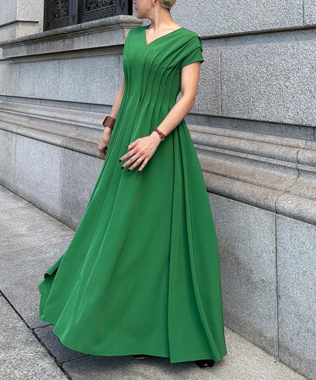 タック立体ドレスワンピ(防シワ・接触冷感・eco素材)_sty26ss-op19