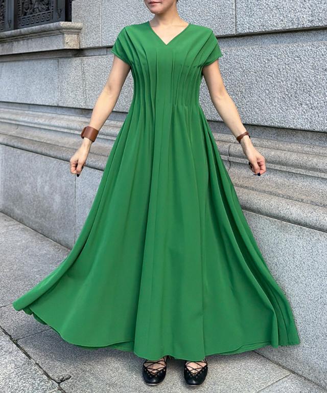 タック立体ドレスワンピ(防シワ・接触冷感・eco素材)_sty26ss-op19