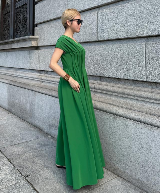 タック立体ドレスワンピ(防シワ・接触冷感・eco素材)_sty26ss-op19