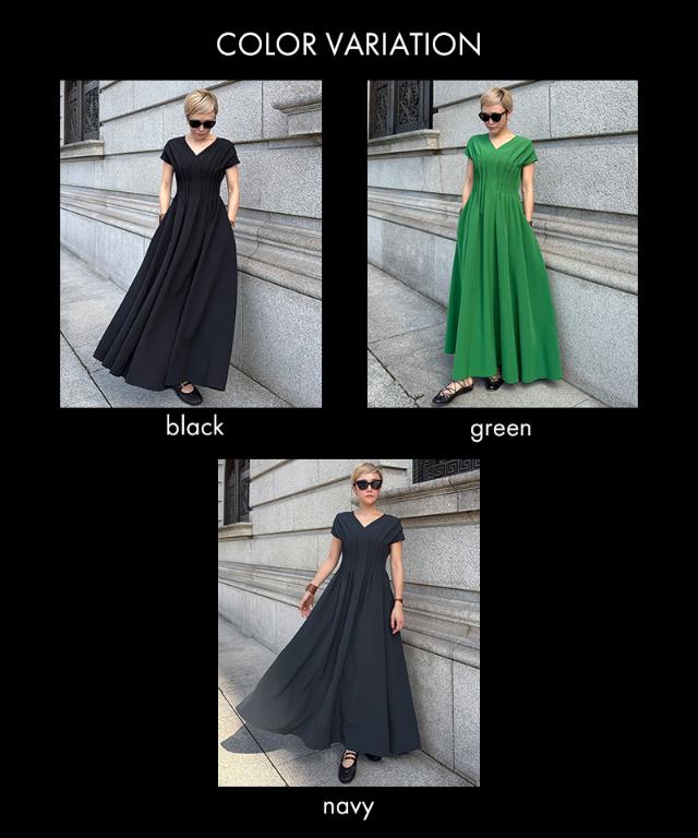 タック立体ドレスワンピ(防シワ・接触冷感・eco素材)_sty26ss-op19