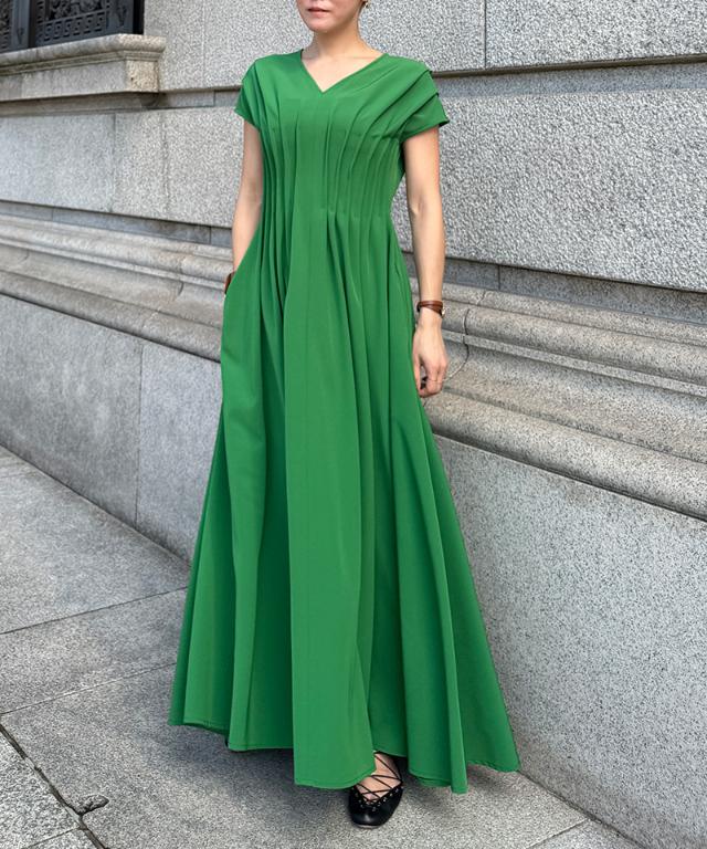 タック立体ドレスワンピ(防シワ・接触冷感・eco素材)_sty26ss-op19