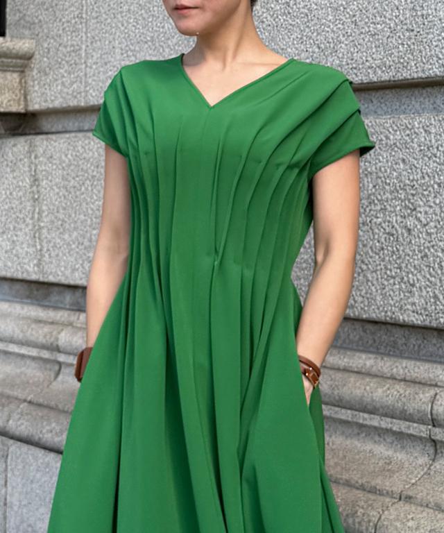 タック立体ドレスワンピ(防シワ・接触冷感・eco素材)_sty26ss-op19