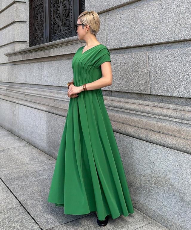 タック立体ドレスワンピ(防シワ・接触冷感・eco素材)_sty26ss-op19